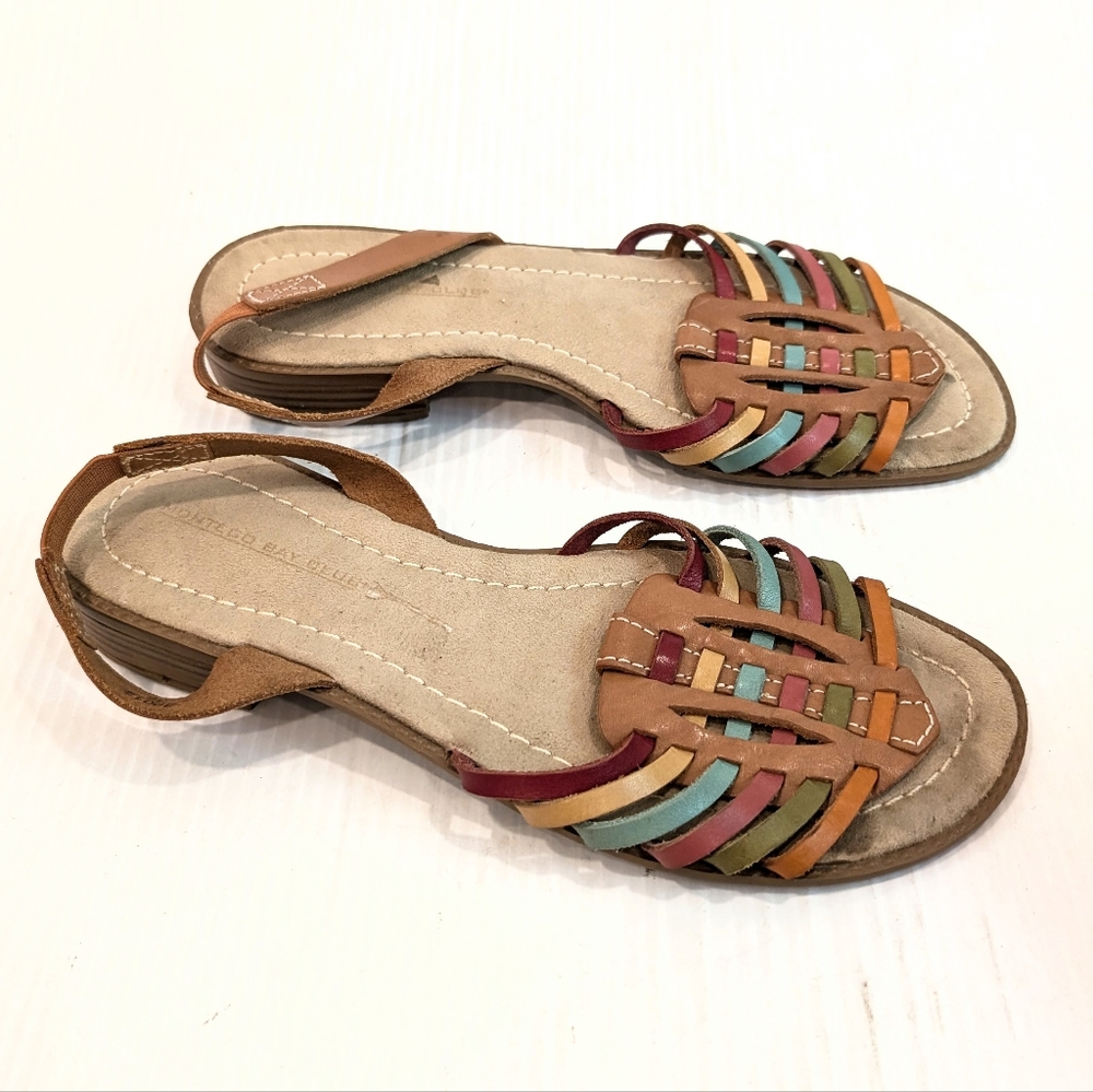 MONTEGO BAY CLUB Multicolor Leather Strappy Huarache Slingback Sandals